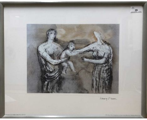 Henry Moore (British, 20th Century), 'Family Group', 1984, later reproduction lithograph, the Henry Moore Foundation, printed