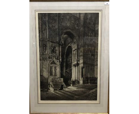 Axel Herman Haig (Swedish, 19th Century), Large gothic cathedral etching, signed. Framed and glazed.27 x 18 insQty: 1