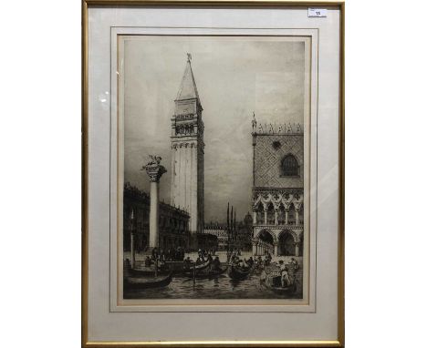 Axel Herman Haig (Swedish, 19th Century), View of the Piazza San Marco, Venice. Etching, signed by the artist in the lower ma