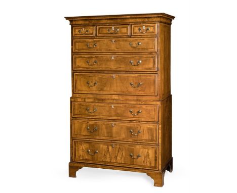 A GEORGE III WALNUT AND FRUIT WOOD CROSSBANDED CHEST ON CHEST CIRCA 1780 170cm high, 101cm wide, 52cm deep Provenance:Barnwel