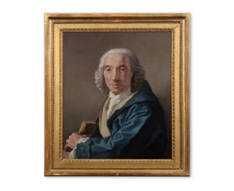 FRENCH SCHOOL, 18TH CENTURY PORTRAIT OF ETIENNE REYNAUD, AGED 67, SEATED HALF-LENGTH, HOLDING A BOOKOil on canvas57.5 x 47.5 