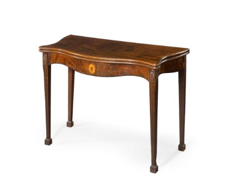 A GEORGE III MAHOGANY SERPENTINE CARD TABLEIN THE MANNER OF MAYHEW & INCE, CIRCA 179073cm high, 90cm wide, 48cm deepProvenanc