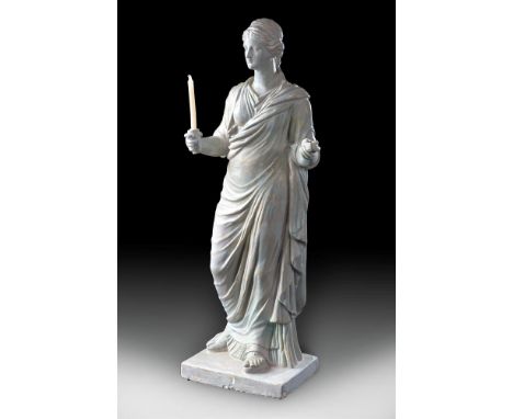 A LARGE REGENCY PAINTED PLASTER FIGURE OF A WOMANIN THE MANNER OF HUMPHREY HOPPER, CIRCA 1820 Depicted standing, classical ro