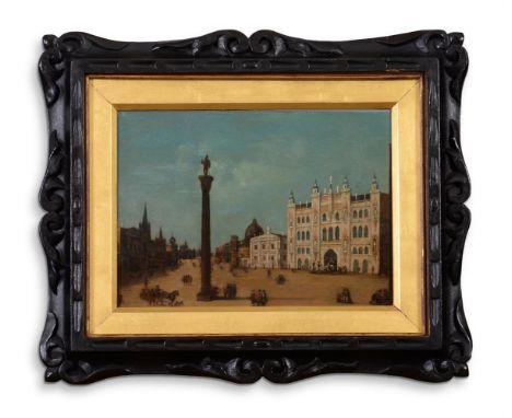 VENETIAN SCHOOL, 18TH CENTURY FIGURES IN A VENETIAN PIAZZA Oil on panel20 x 28 cmProvenance:Barnwell Manor, NorthamptonshireW