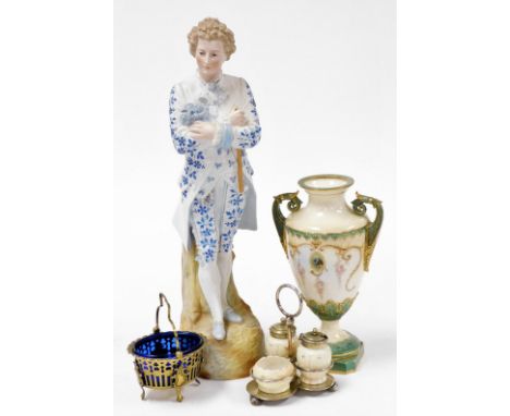 A group of ceramics, to include a late 19thC Royal China Works Worcester porcelain vase, the urn shaped body centred with a p