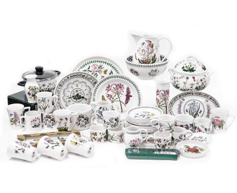 A large quantity of Botanic Garden Portmeirion pottery, to include wash and bowl set, tureen, wall clock, tray, serving plate