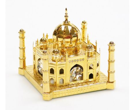 A Gold &amp; Gem Pleasures of Gifting model of the Taj Mahal, with Swarovski crystal decoration, 10cm high boxed.