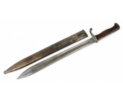 A Gebr.Hartkopf Solingen German World War I bayonet, with a turned wooden handle marked to blade L.C.Dietrich Altenburg, in a