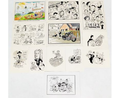 Terence Shelbourne (1930-2020). A group of pen and ink cartoons relating to Grantham and other scenes, to include Facts and F