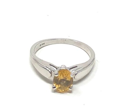 14ct white gold &amp; citrine ring (3.5g) 