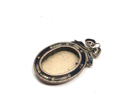 Antique 9ct gold &amp; enamel mourning locket (2.3g)  age related wea 