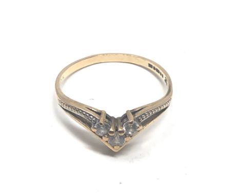 9ct gold vintage clear stone ring (1.3g) 