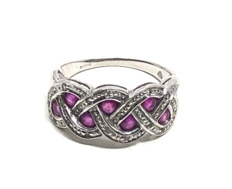 9ct white gold ruby &amp; diamond ring (3.4g) 