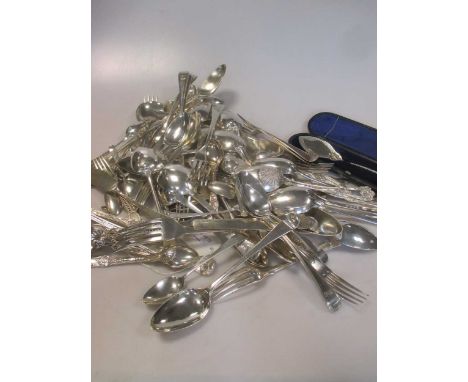 A large quantity of assorted silver flatware, 110.3ozt gross