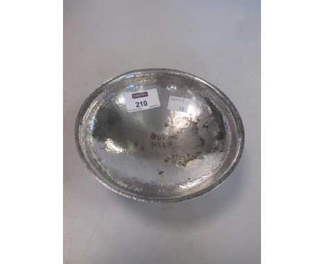 A white metal hammered bowl, tests as silver 7.8ozt