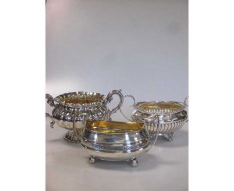 Three Georgian silver sugar bowls. 33.3ozt gross (3)