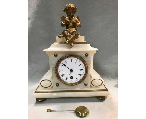 with cherub surmount and Japy Freres movement 29cm highCondition report: minute hand broken