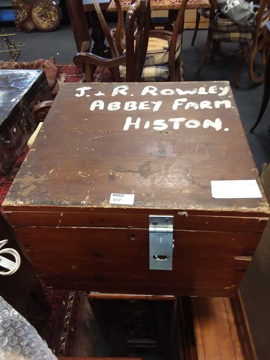 A wooden strong box with fitted interior 30 x 41 x 41cm in Cheffins Fine Art