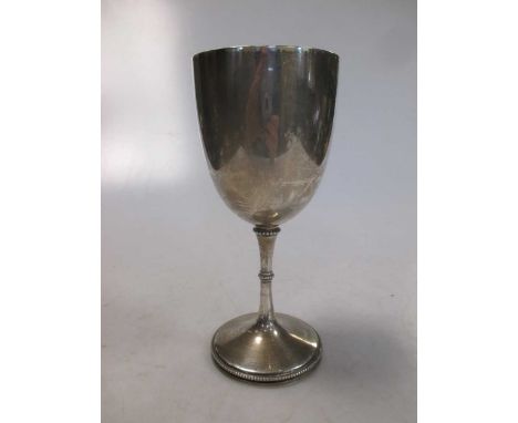 A Victorian silver goblet, plain, 5.3ozt