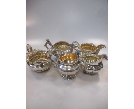 A collection of 5 silver cream jugs, 39.7ozt gross (5)