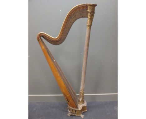 Jackson, late Egan, an early 19th century Irish satin and gilt wood harp, the brass plate with makers name and No 110, number