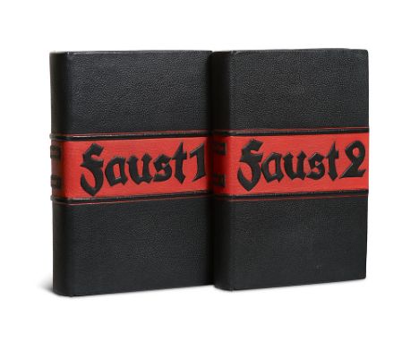   Einbände - - Karl-Heinz Neumann. Extravagantee schwarze, handgebundene Ziegenlederbände (2) des Frankfurter Buchbinders Kar