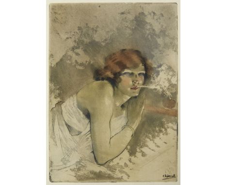   Erotica - Chimot, Edouard - - Maurice Magre. Les Soirs d'Opium Mit 12 meist in der Platte signierten Farbradierungen und 21