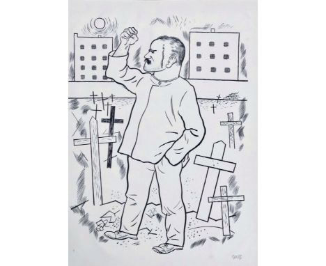  Expressionismus - - George Grosz. Die Räuber: Neun Lithographien zu Sentenzen aus Schillers Räuber. Mit 8 v. 9 handsignierte