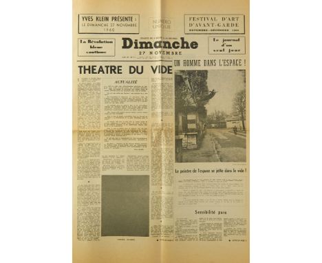   Yves Klein.   (1928 Nizza - 1962 Paris). Dimanche: Le Journal d'un Seul Jour. Paris, Combat et Presse de France, 1960. Beid