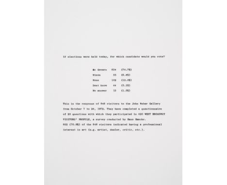 Hans Haacke (b.1936)Untitled, from the New York Collection for Stockholm Portfolio Screenprint, 1973, numbered from the editi