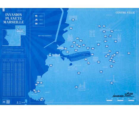 Invader (b.1969)Invasion Planette MarseilleOffset lithograph printed in colours, 2020, signed and dated in black pen, from th