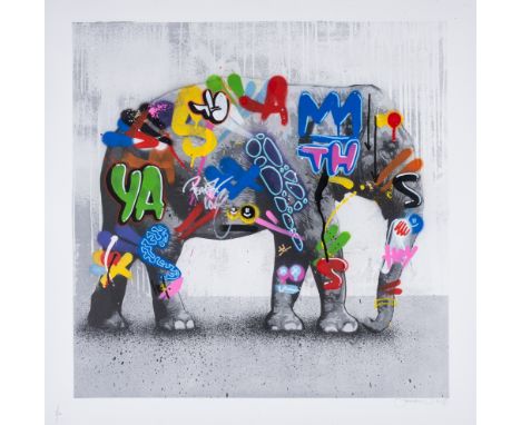 Martin Whatson (b.1984)ElephantEtching printed in colours extensively hand-finished, 2022, signed and dated in pencil, number