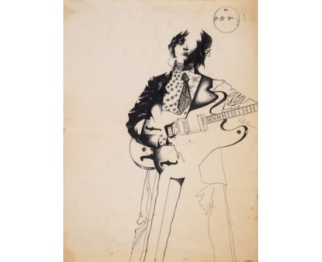 David Oxtoby (b.1938) John Lennon Pen and ink on paper, initialled in black biro, sheet 323 x 242mm (12 7/8 x 9 1/2in)
