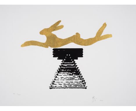 Barry Flanagan (1941-2009)Leaping Hare, from Chelsea Arts Club Centenary Portfolio 1991Inkjet print with gold-leaf and emboss
