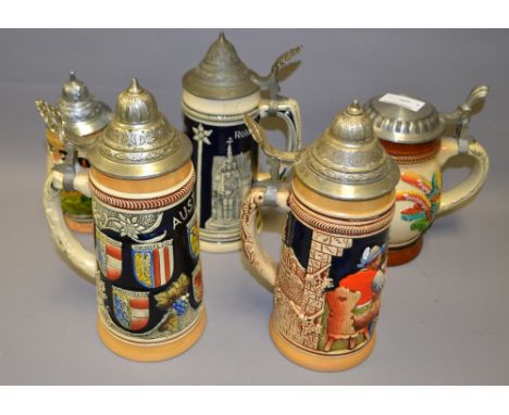 A selection of ceramic steins