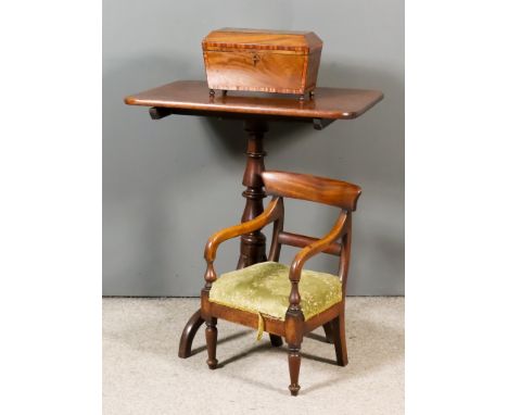 A 19th Century Mahogany Rectangular Tripod Occasional Table, an Early Victorian Child's Mahogany Armchair, and a George III M