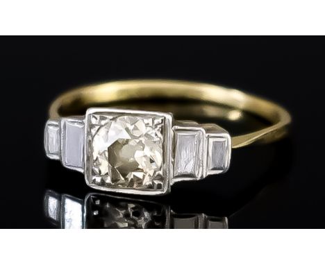 A Solitaire Diamond Ring, Early 20th Century, set with a round Old European cut diamond, approximate diamond weight .50ct, si
