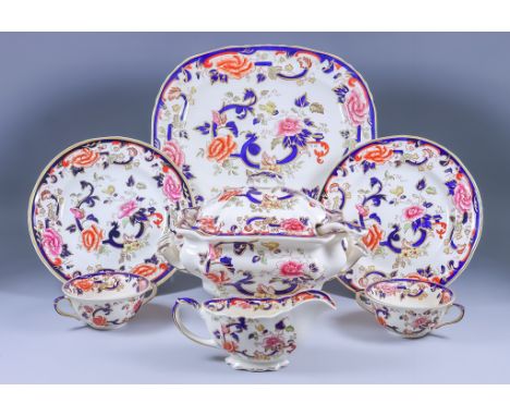 A Mason's Ironstone "Mandalay" Pattern Dinner Service, comprising - nine dinner plates, 10.5ins diameter, three dinner plates