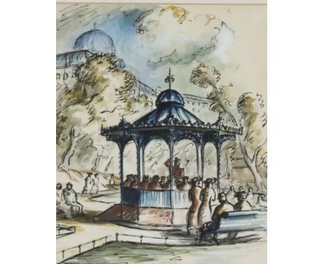 ***Edward Ardizzone (1900-1979) - Pen, ink and watercolour - "The Band-Stand" - View of band stand with numerous figures, 8.2