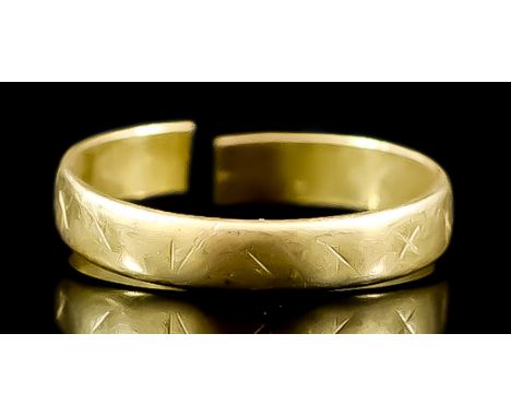 A 22ct Wedding Band, (ring cut), size K, gross weight 2.3g