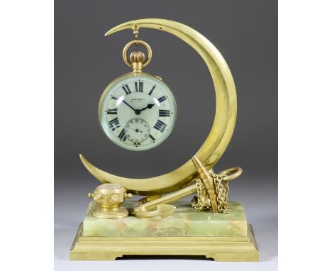 A Late 19th/Early 20th Century French Gilt Brass Framed and Glass Spherical Desk Timepiece, the 3ins diameter enamel dial wit