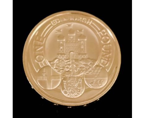 An Elizabeth II 2011 Edinburgh Gold Proof One Pound Coin, No. 403 of edition of 2500, weight 19.61g, designed by Ian Rank-Bro
