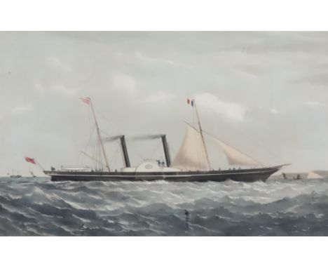 19th Century after J. Taylor - Coloured lithograph - Ship portrait - "S.S. Alliance" - Sail and paddle steamer in full sail (