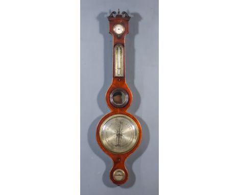 A 19th Century Mahogany Cased Wheel Barometer and Thermometer, by J. della Torre of Perth, with 8ins diameter silvered dial, 