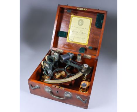 A Sextant, 1930's by Heath &amp; Co. Ltd, New Eltham London, No. P.301, with silvered scale, contained in fitted mahogany box