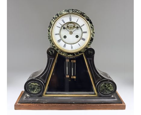 A 19th Century French Mantel Clock, by S. Marti &amp; Cie, No. 7134, the 5ins diameter white chapter ring with Roman numerals