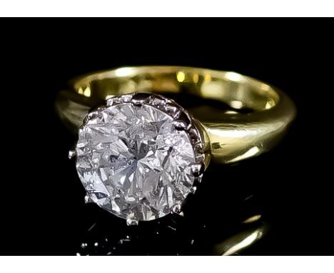 A Solitaire Diamond Ring, Modern, in 18ct gold mount, set with an Old European cut solitaire diamond, approximate weight 3ct,