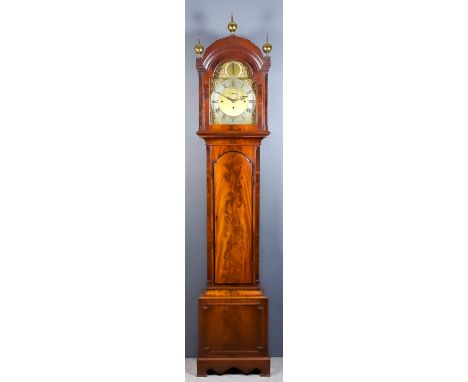 An Early George III Mahogany Longcase Clock, by John Shelton of London, the 12ins arched brass dial with wide silvered chapte