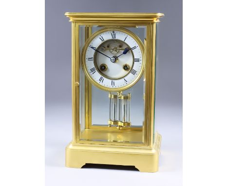 A Late 19th Century French "Four Glass" Mantel Clock, by S. Marti of Paris, No. 18 44, the 3.5ins diameter white enamel chapt