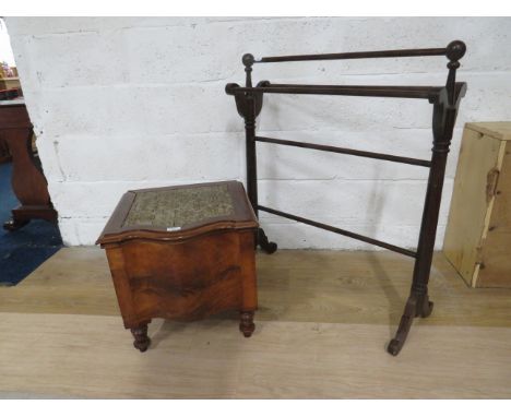 Good Sized Vintage Towel Rail plus Antique Commode with original pot, make great indoor planter. See photo